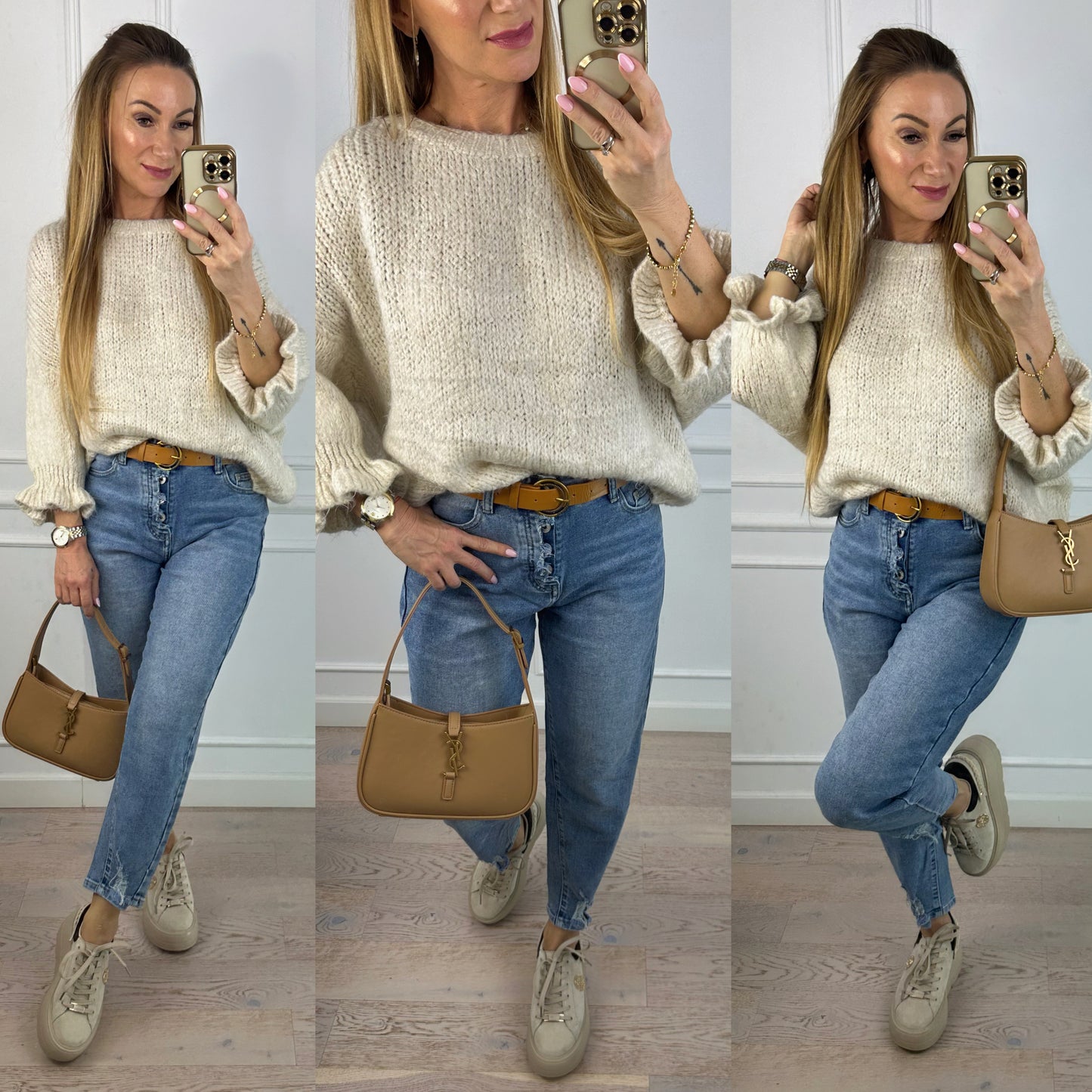 Sweter z wiskozą DEFINE / BEŻOWY