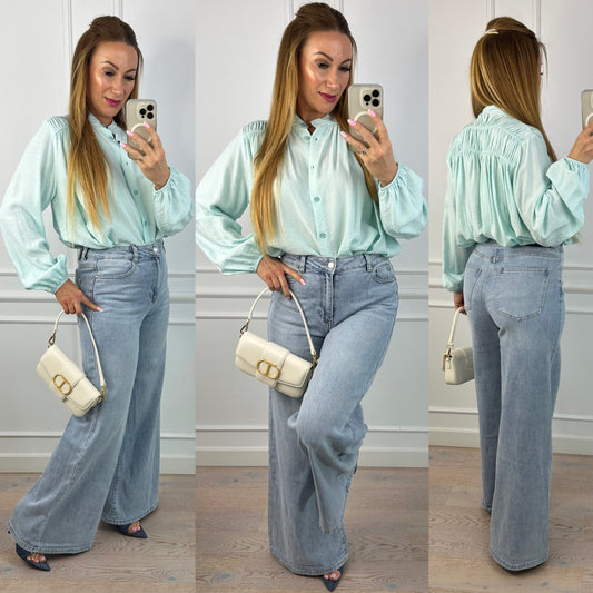 Koszula z wiskozy LAURINE / TURKUSOWA