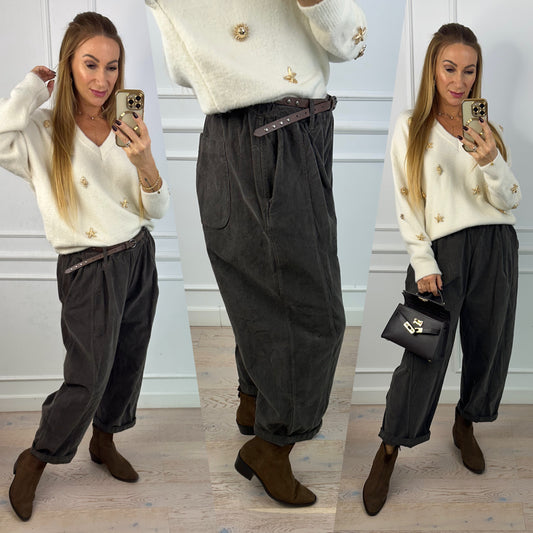 Sztruksowe spodnie LUZON / CZEKOLADOWE