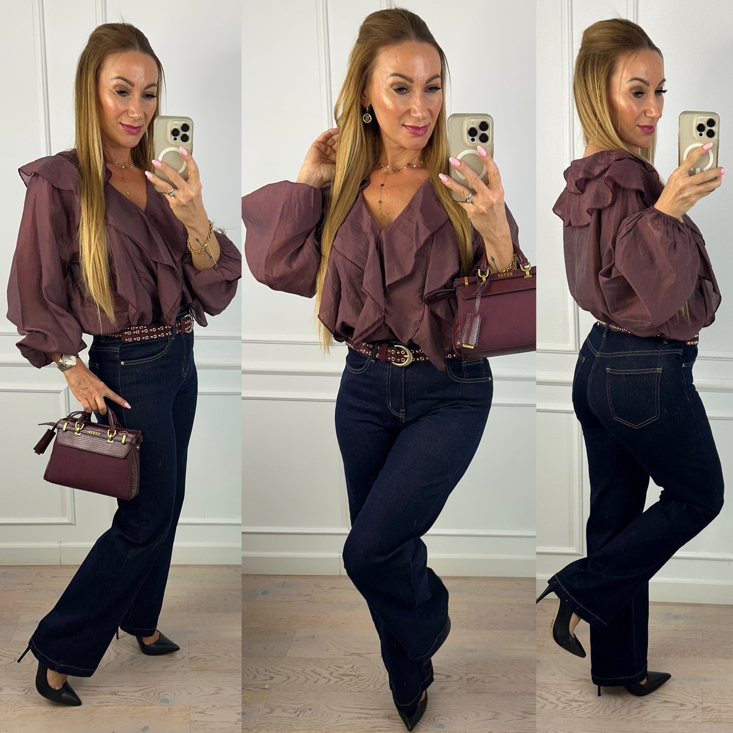 Bluzka z bawełny FARSIA / BAKŁAŻANOWA