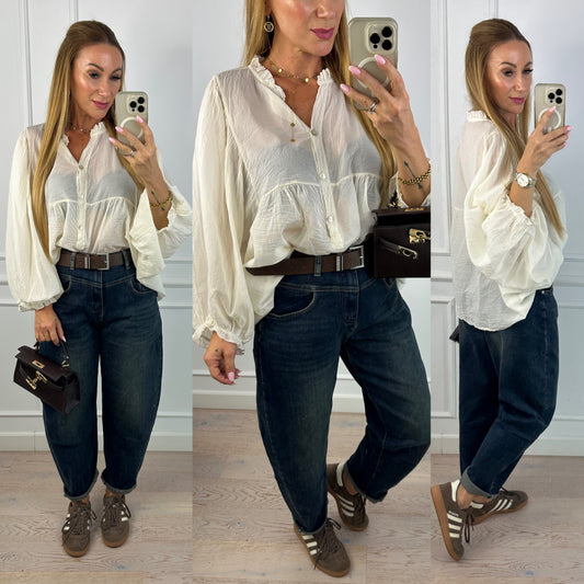 Bluzka z bawełny RUBINA / KREMOWA