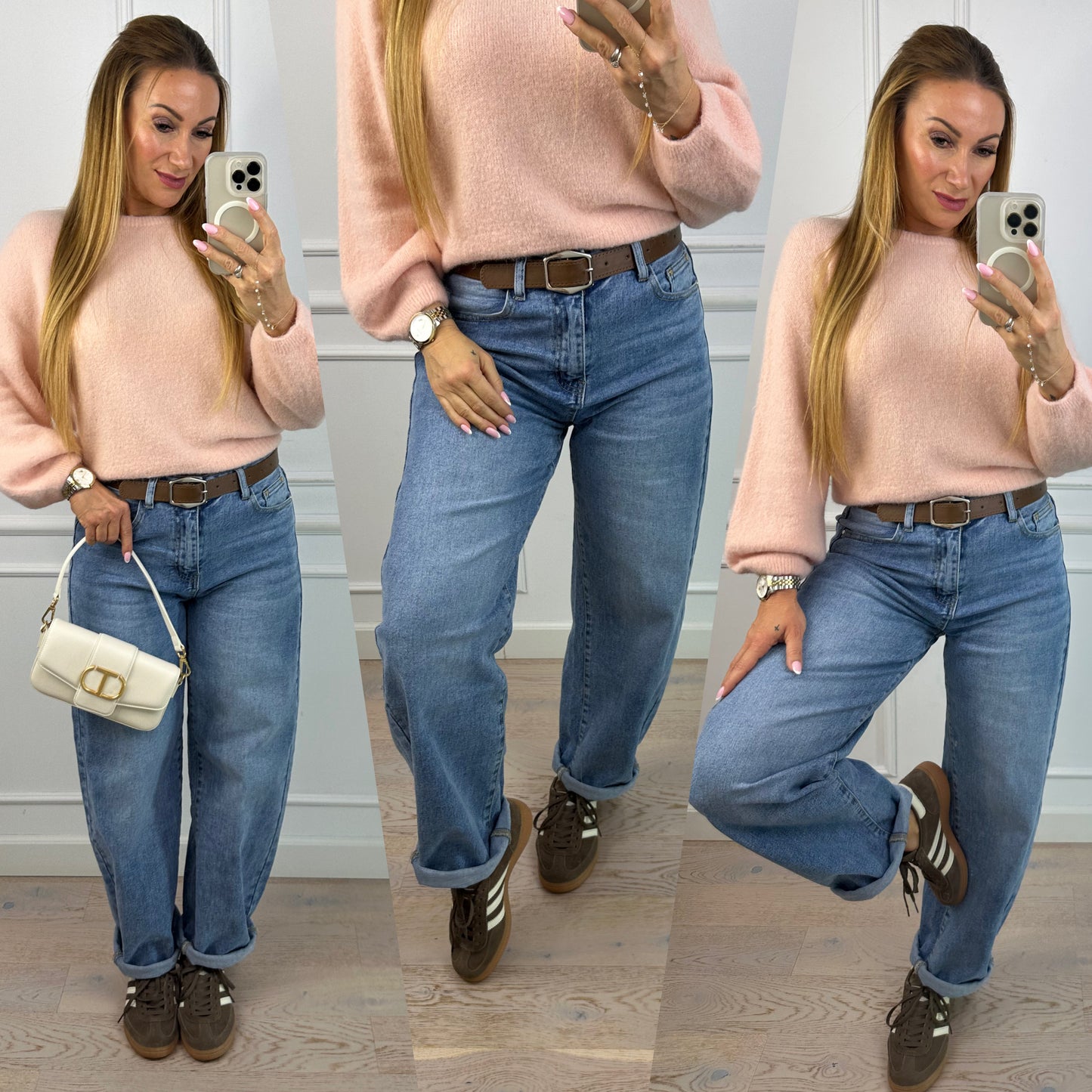 Spodnie BALLOON FIT GEO / BLUE JEANS