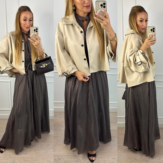 Kurtka z eko skóry CORA / JASNY BEŻ