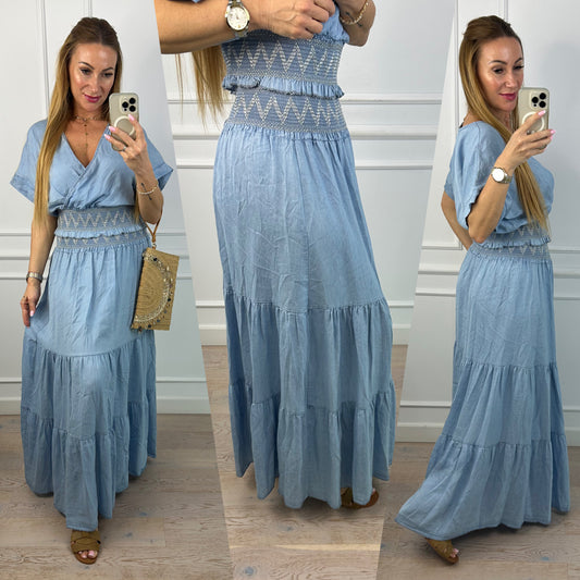 Spódnica z lekkiego jeansu INDY / NIEBIESKA