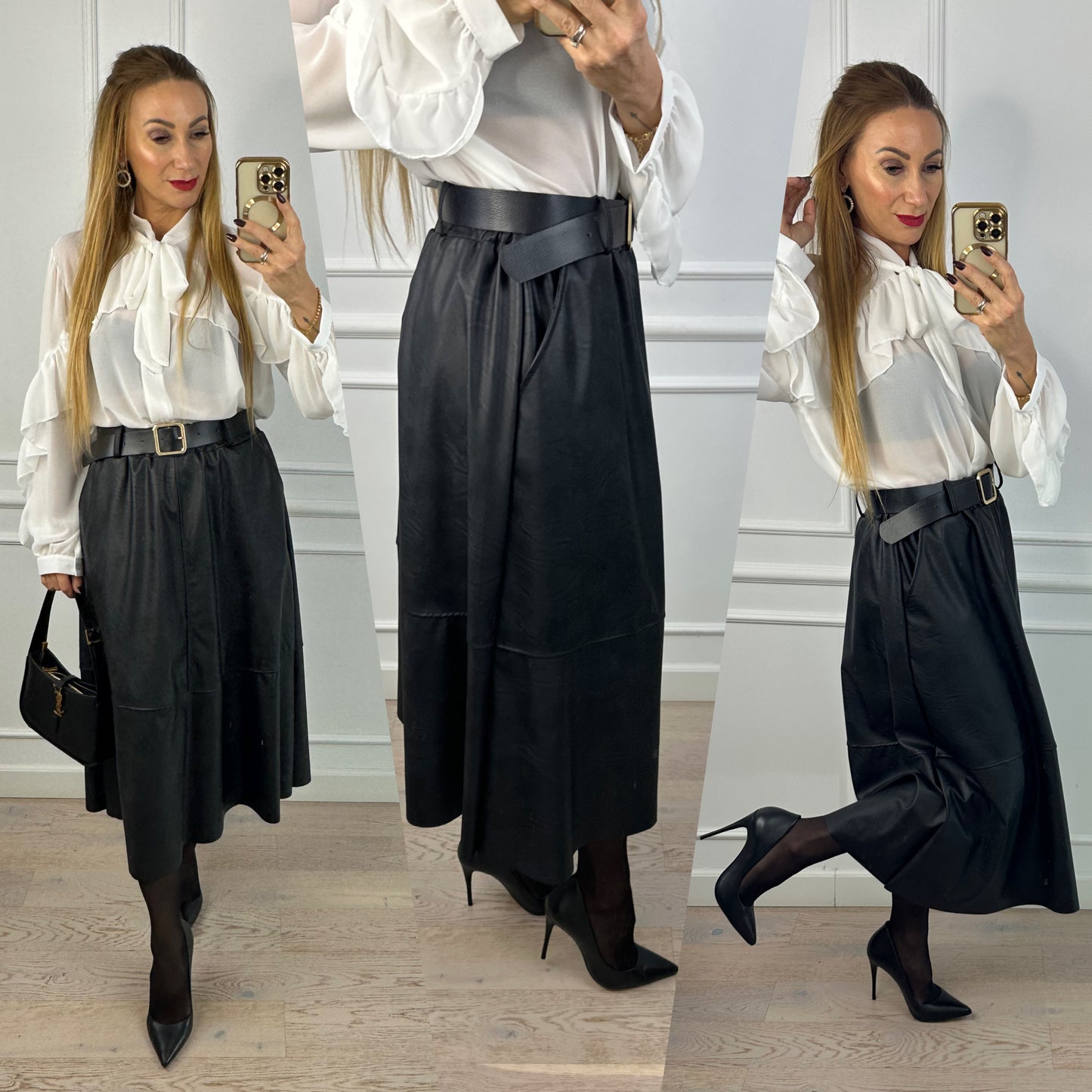 Spódnica z eko skóry CAYLA / CZARNA