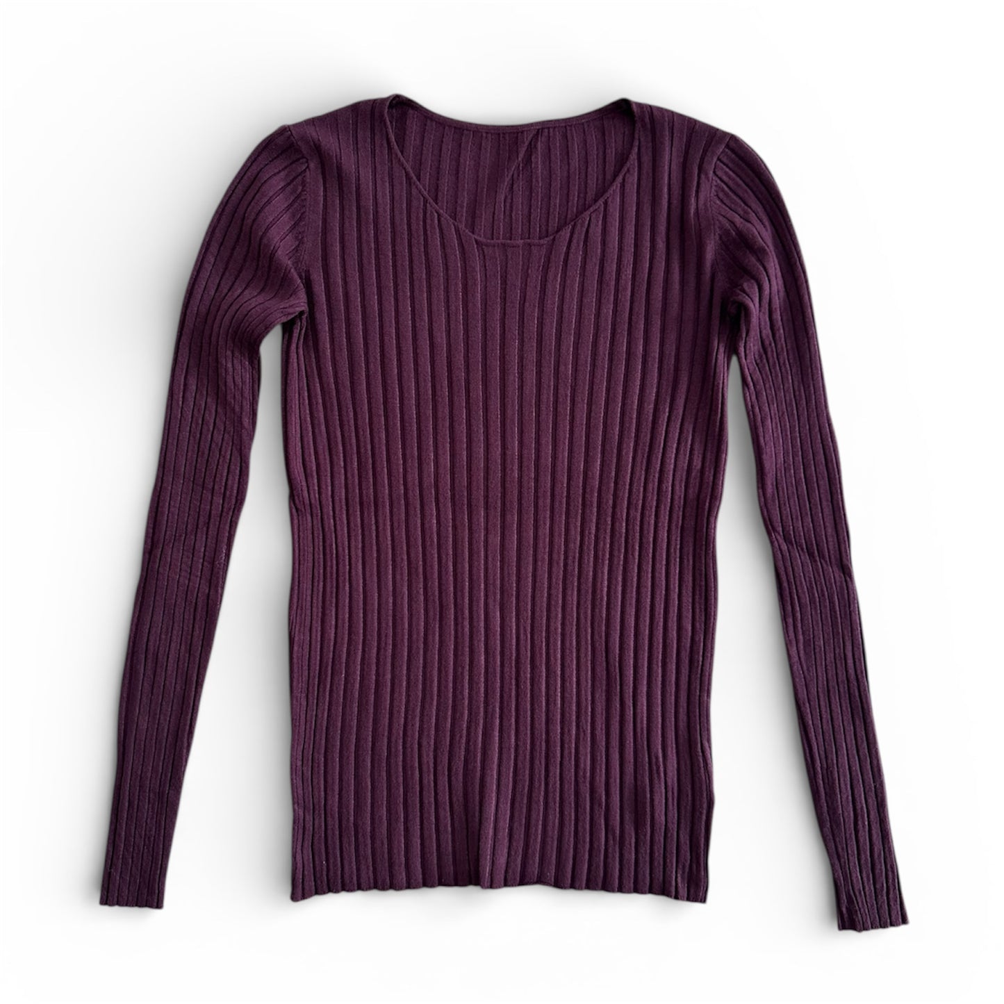 Bluzka z dzianiny w prążek CATIA / OBERŻYNOWA