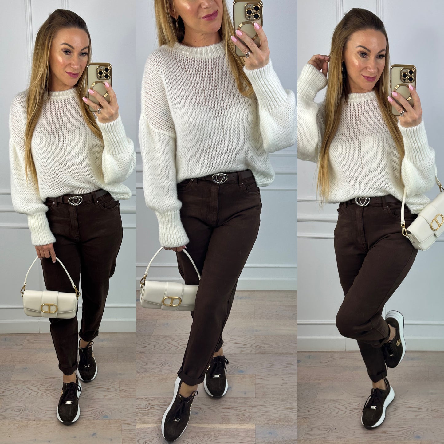Sweter z wełną i moherem SASHA / ŚMIETANKOWY