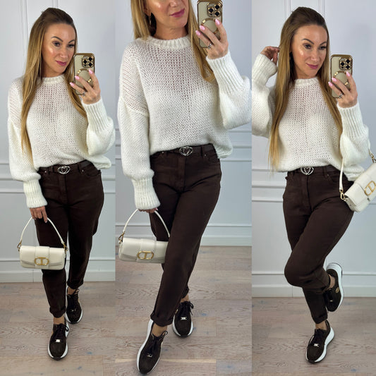 Sweter z wełną i moherem SASHA / ŚMIETANKOWY