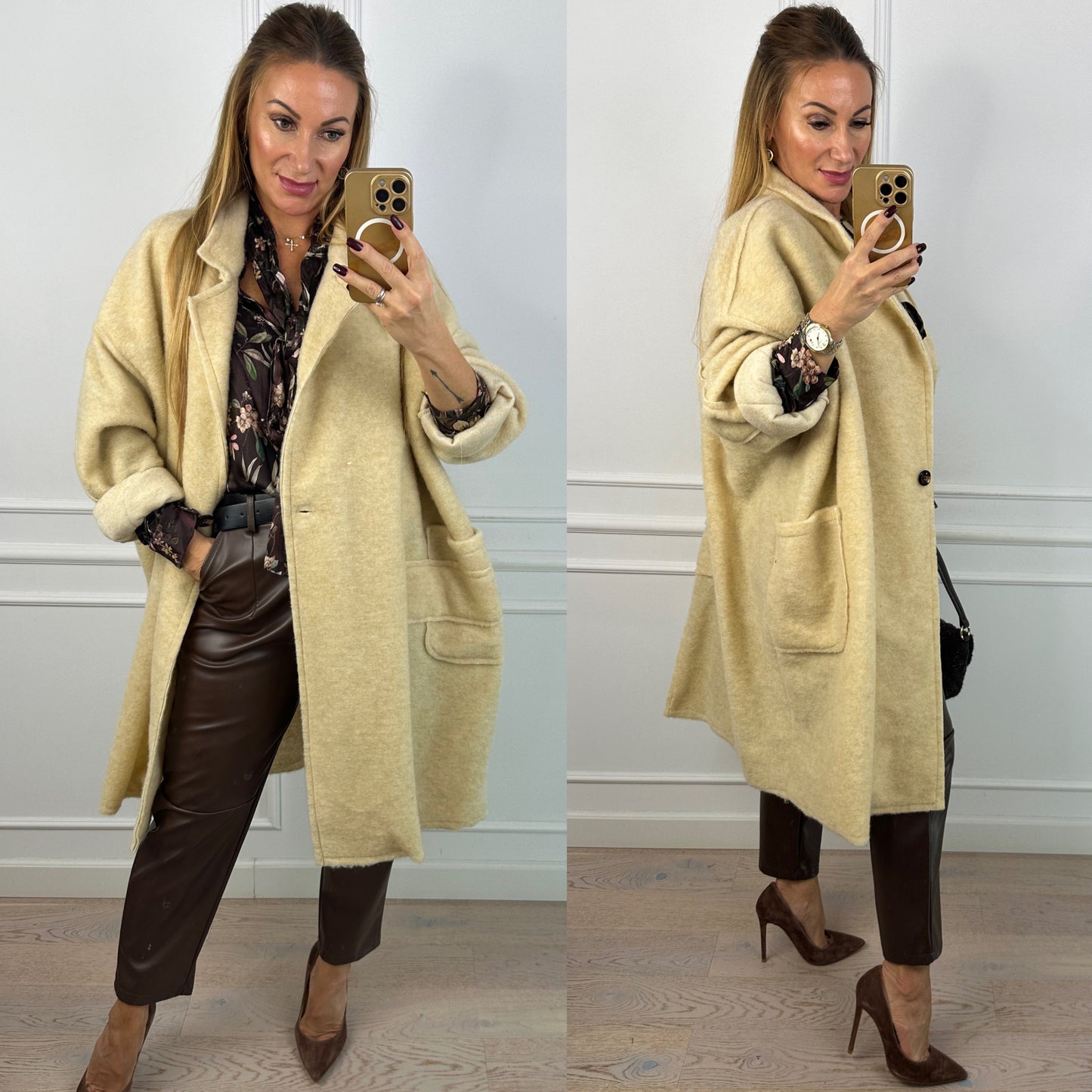 Płaszcz z wełną AYANN / CREAM