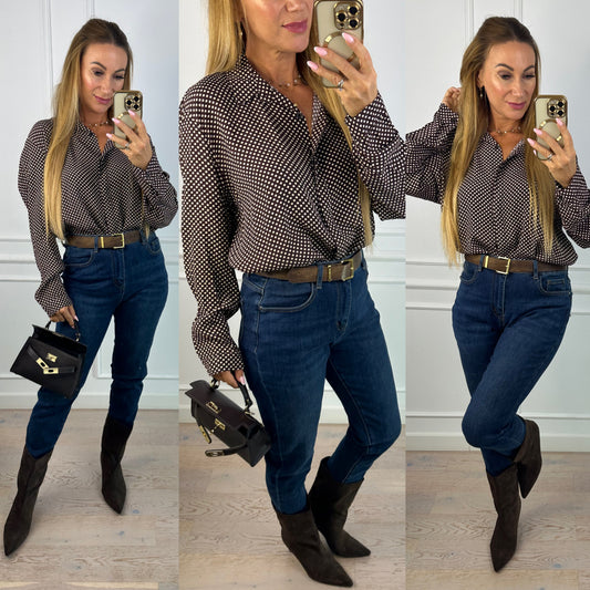 Koszula w groszki PETTICA / BURGUNDOWA