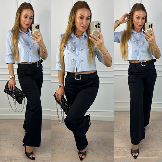 Krótka koszula bawełniana RUTH / NIEBIESKA