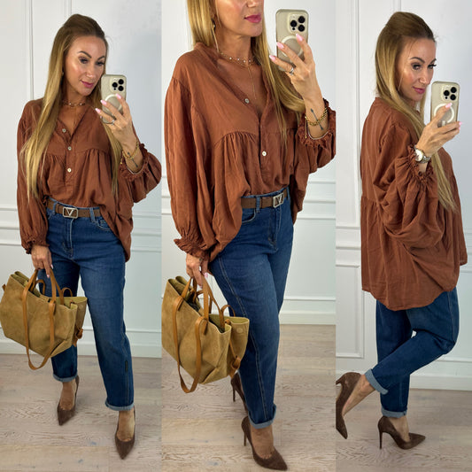 Bluzka z tencelu ISALIE / CEGLANA