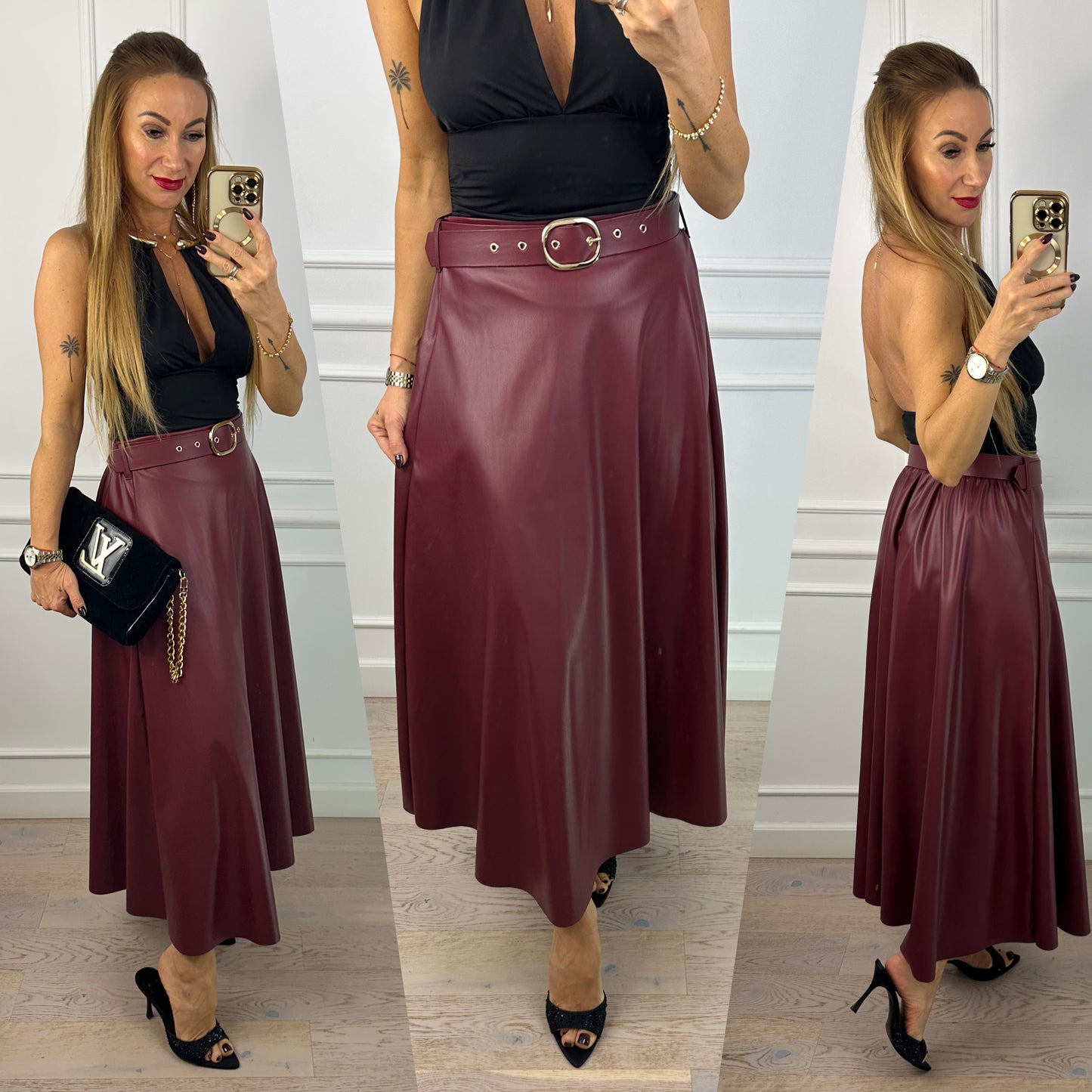 Spódnica z eko skóry VALERIA / BORDOWA