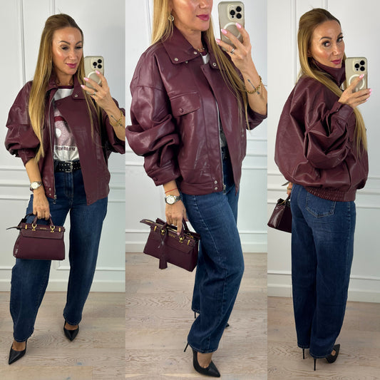 Bomberka z eko skóry RUNA / BORDOWA