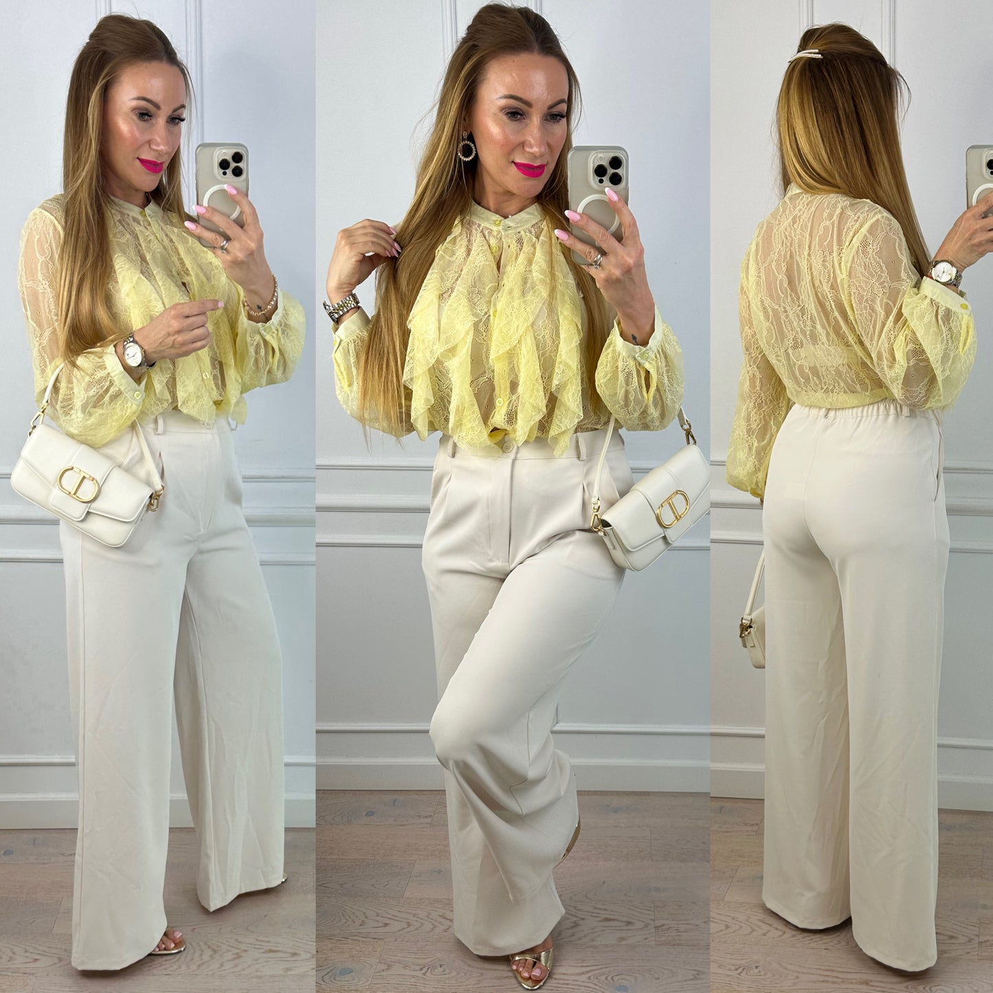 Koszula z koronki ARISSA / ŻÓŁTA