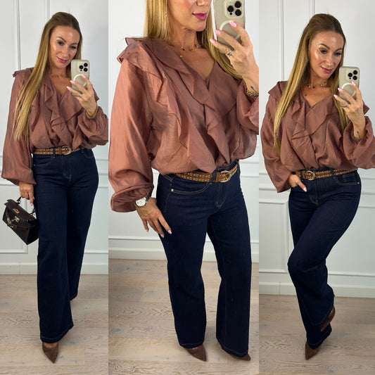 Bluzka z bawełny FARSIA / CEGLANA