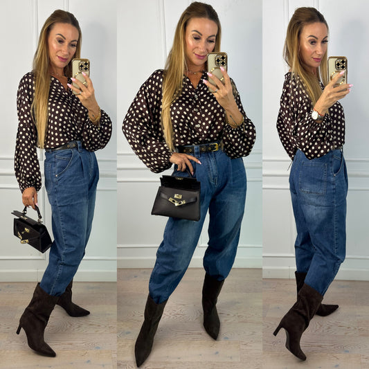 Bluzka z wiskozy i jedwabiu ALIENOR / CZEKOLADOWA