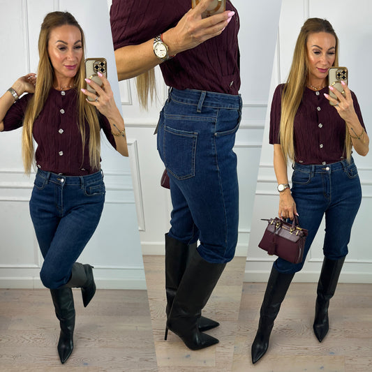 Spodnie jeansowe MOM FIT LINARI / GRANATOWE