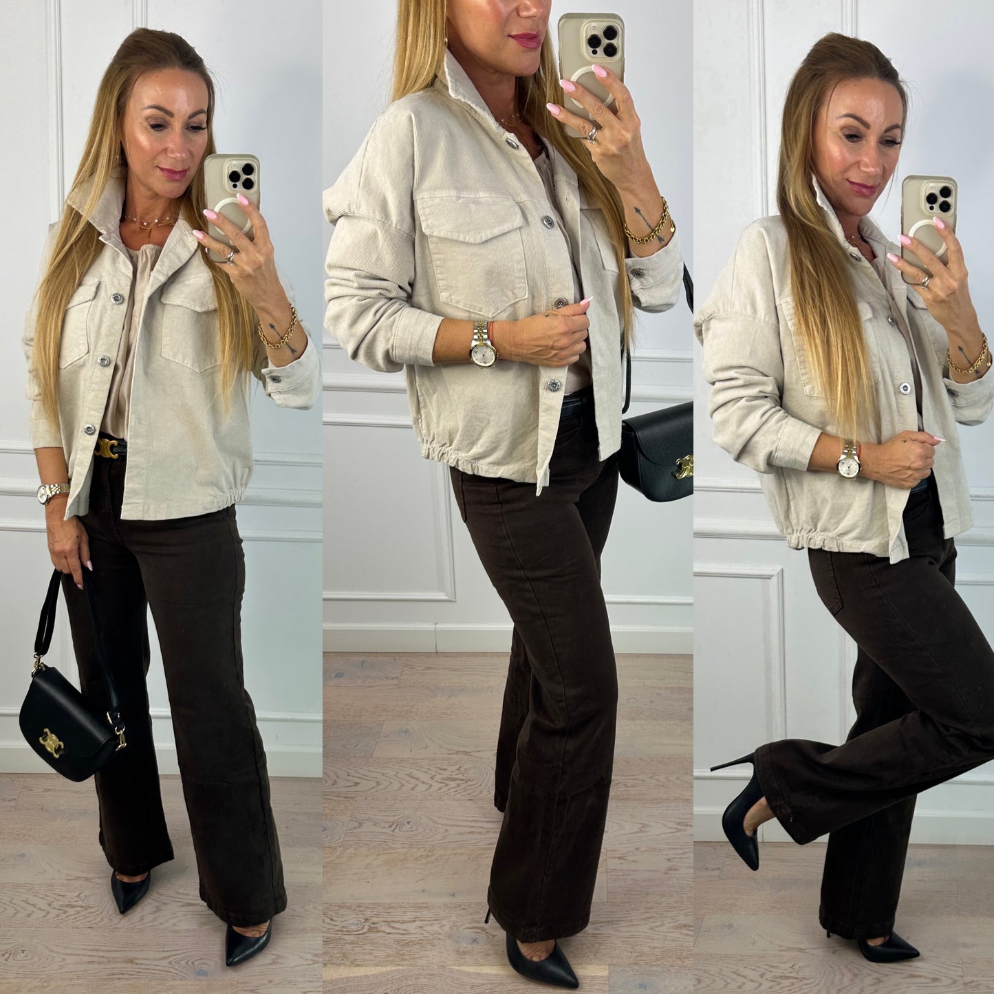 Kurtka sztruksowa KRISTIN / JASNY BEŻ