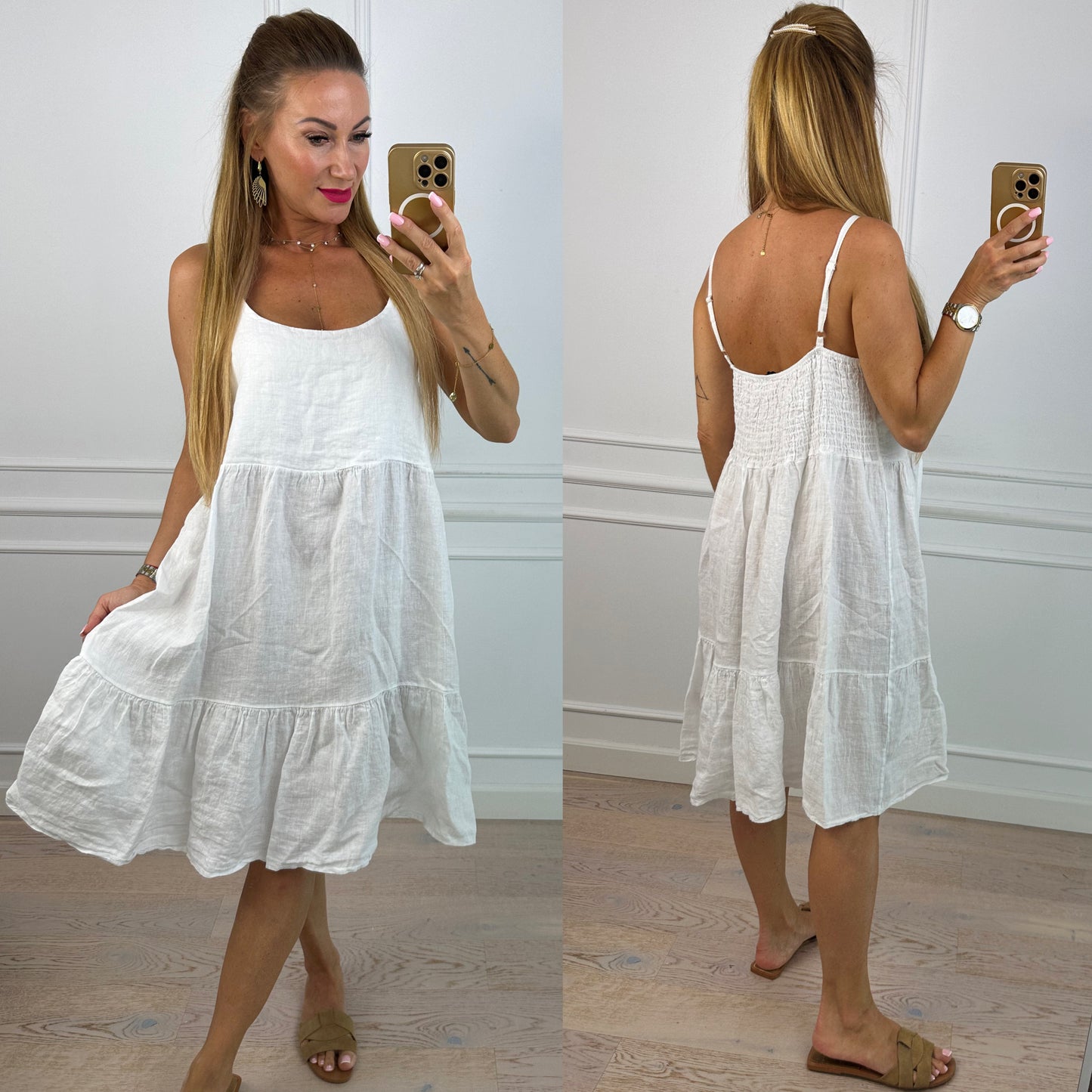 Sukienka lniana LISSA / WHITE