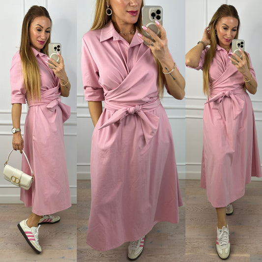 Bawełniana sukienka ARIANA / PUDROWY RÓŻ