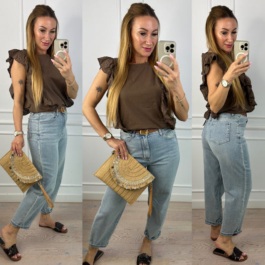 Bawełniana bluzka KATY / CZEKOLADOWA