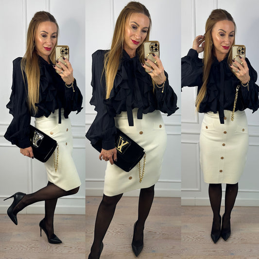 Bluzka z falbanami KESLINA / CZARNA