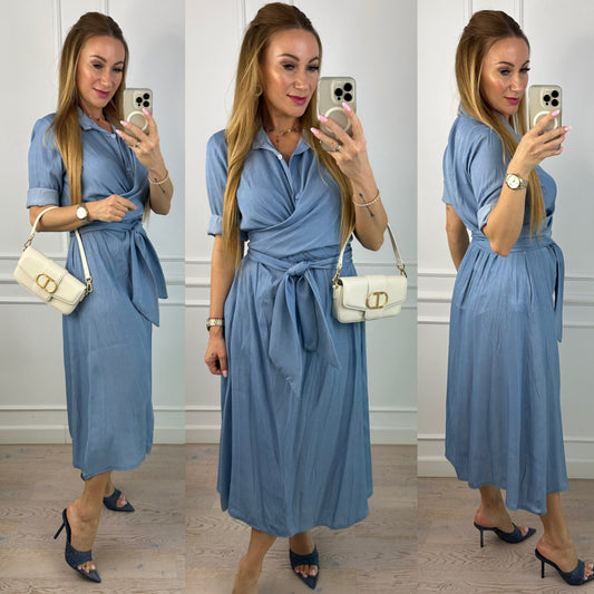 Sukienka z wiskozą KAYLI / NIEBIESKA