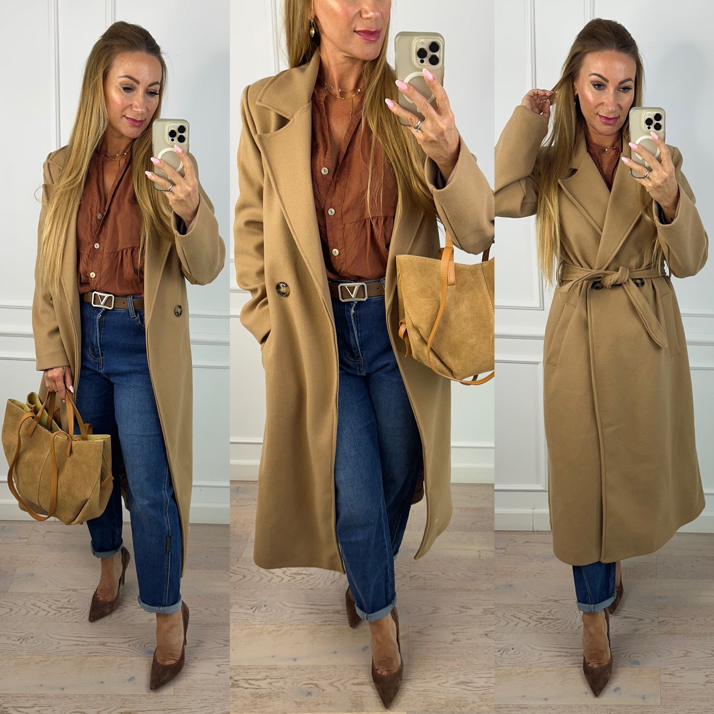 Flauszowy płaszcz MARLENE / CAMEL