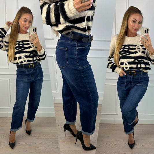 Spodnie jeansowe BOYFRIEND YUKI / GRANATOWE