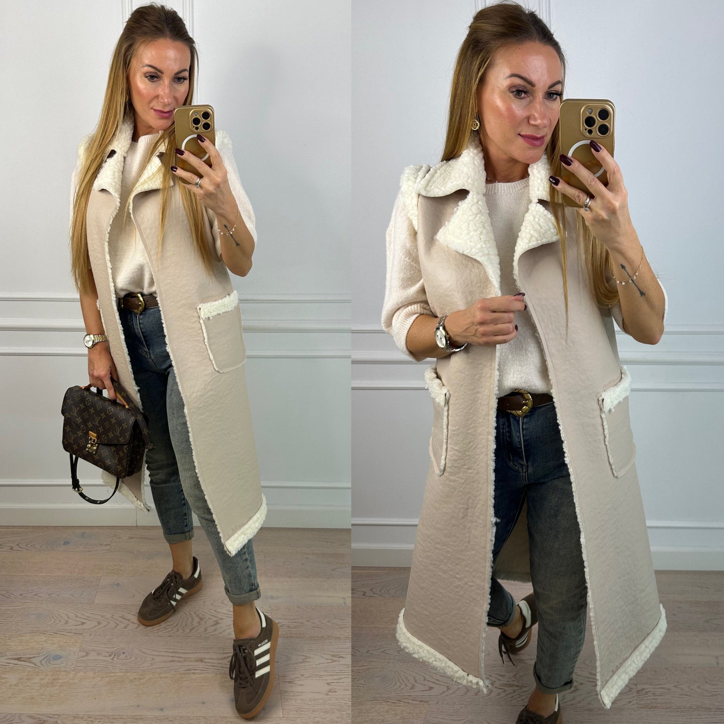 Kamizelka z eko skóry NEMY / BEIGE