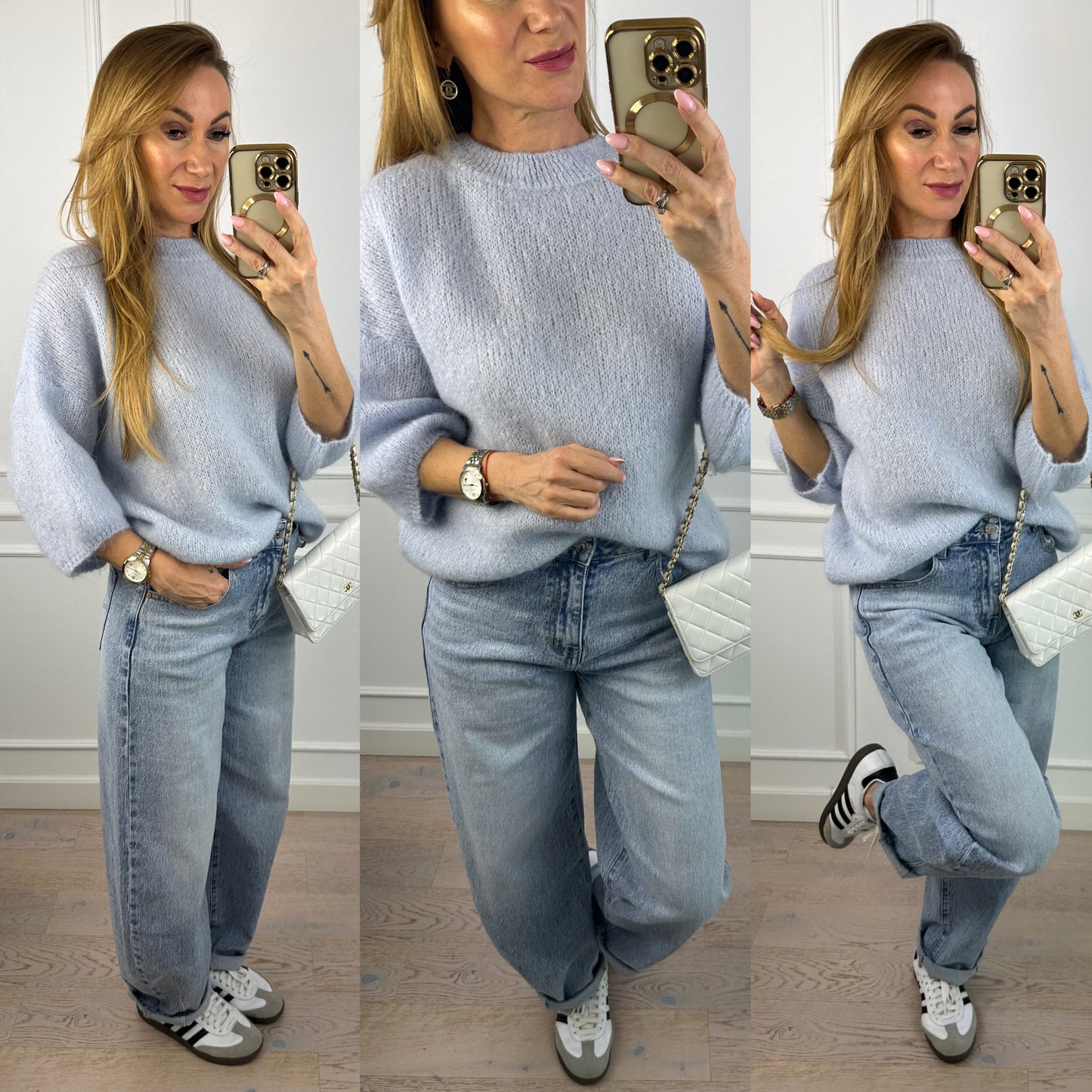 Sweter z wełną i moherem KEYSTONE / NIEBIESKI