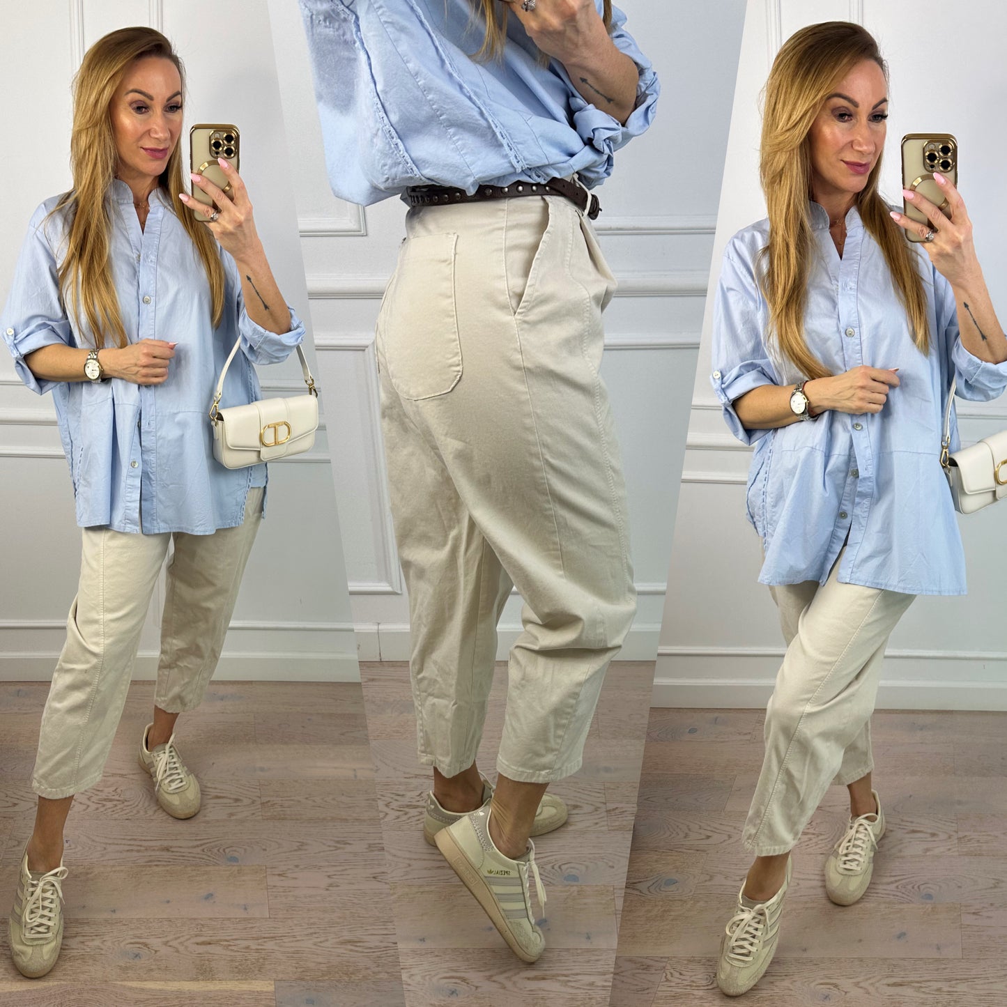 Bawełniane spodnie MOM FIT KNOX / KREMOWE