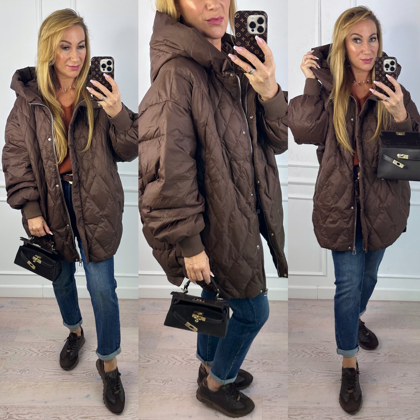 Puchowa kurtka OLINDA / CZEKOLADOWA