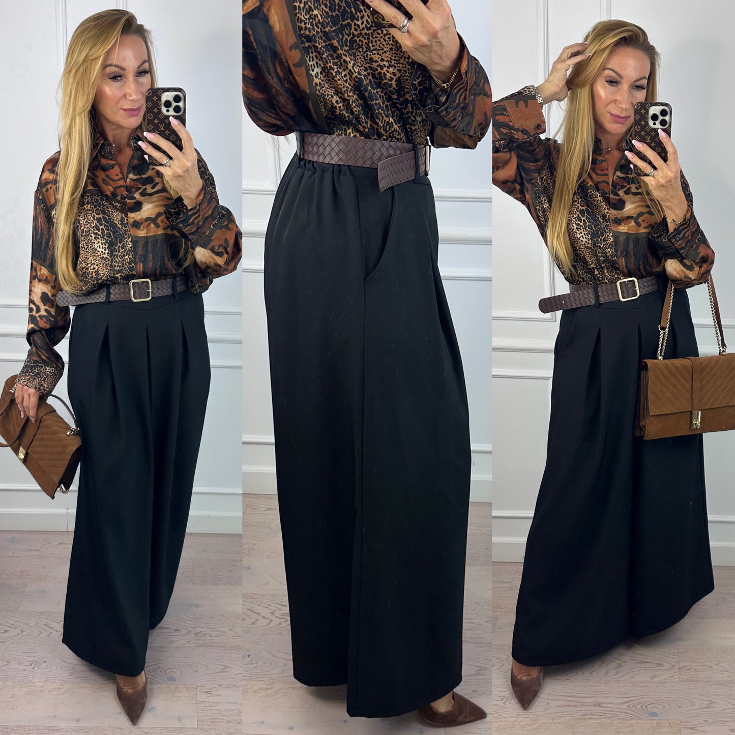 Spodnie WIDE LEG HANSON / CZARNY