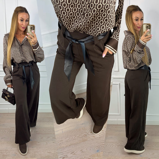 Spodnie WIDE LEG SAMORI / CZEKOLADOWE