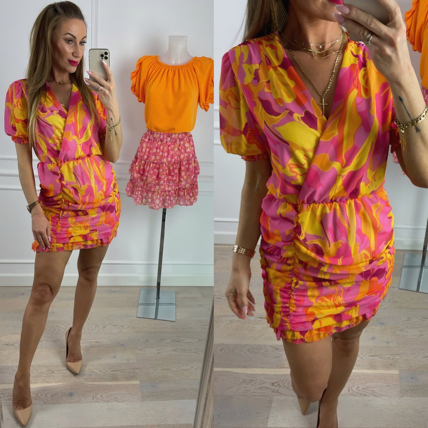Sukienka NOEMI / PINK - YELLOW