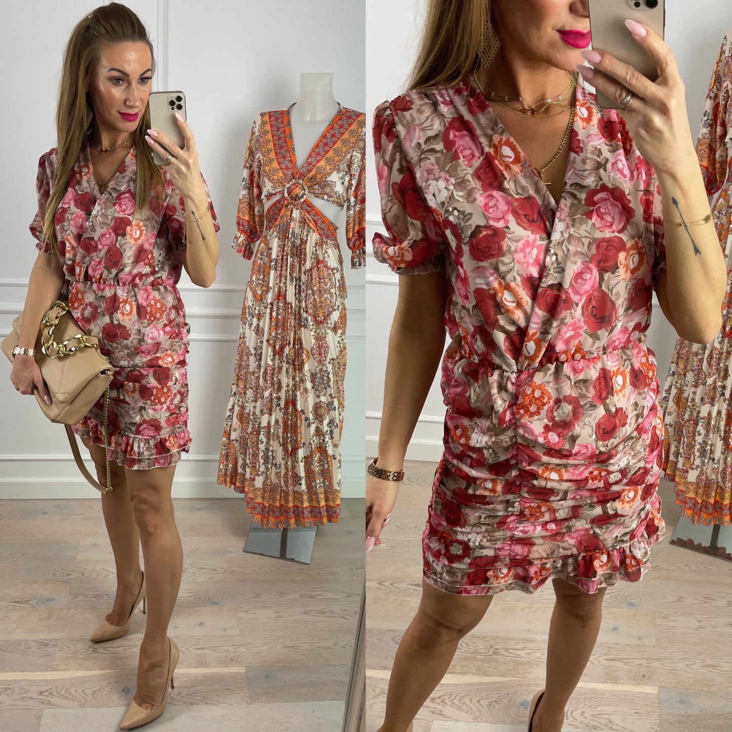 Sukienka NOEMI / BEIGE - RED