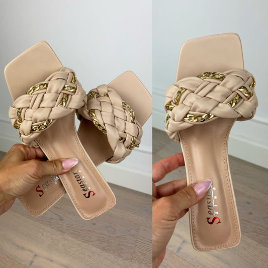Klapki na obcasie EMILY / BEIGE