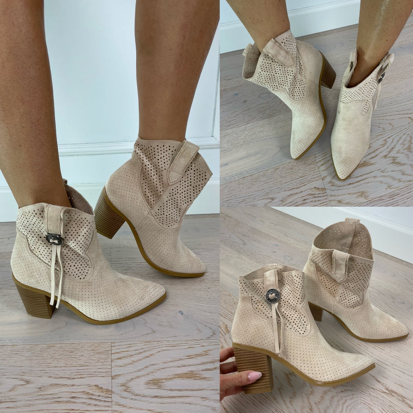 Ażurowe botki TAZZY / BEIGE