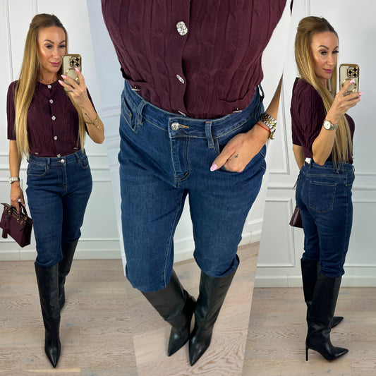 Spodnie jeansowe MOM FIT LINARI / GRANATOWE