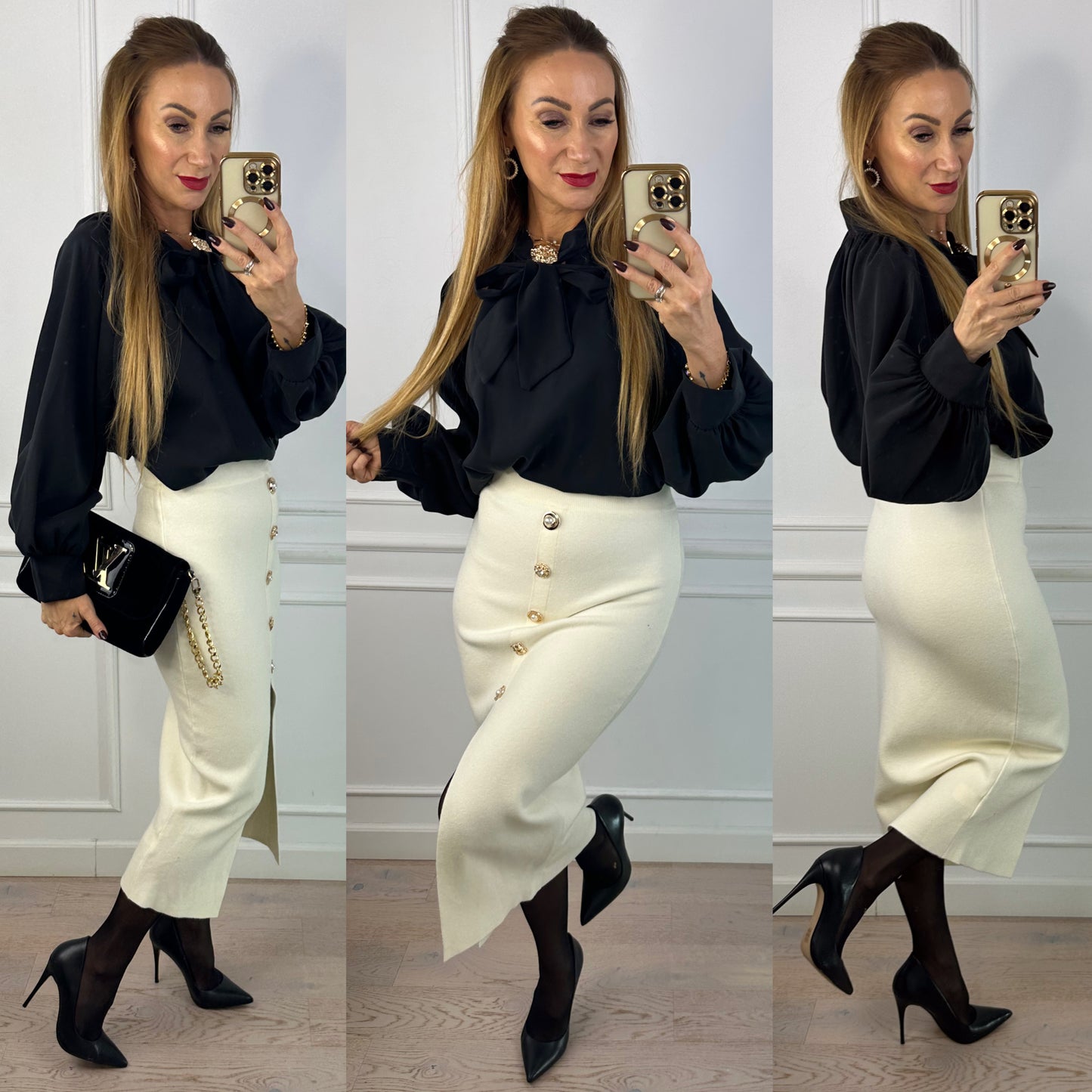 Bluzka z wiskozy i lyocellu DION / CZARNA