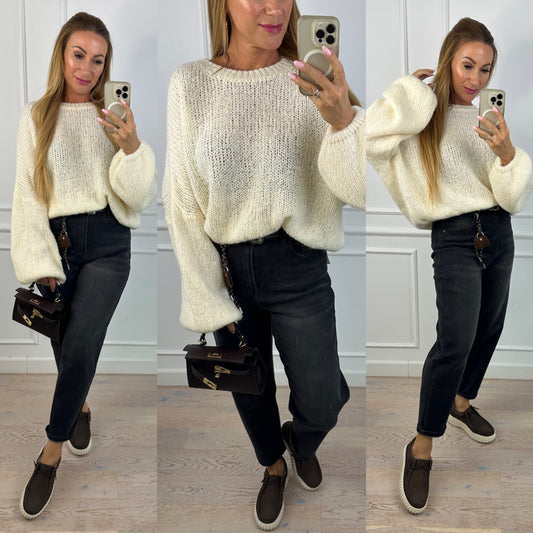 Sweter z wełną VILORY / KREMOWY