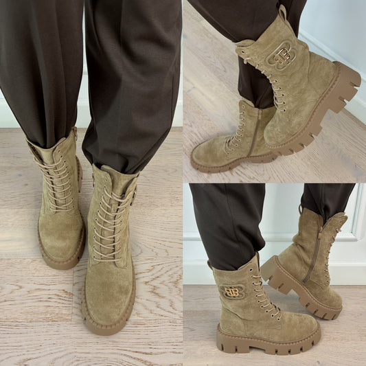 Botki ze sztucznego zamszu TARYN / KHAKI