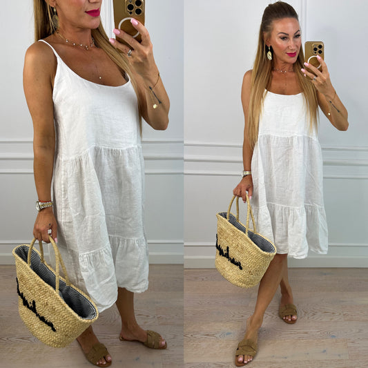 Sukienka lniana LISSA / WHITE
