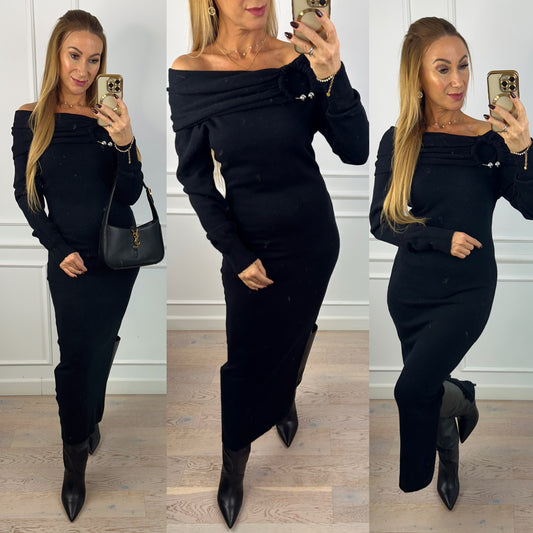 Dzianinowa sukienka LOUDER / CZARNA