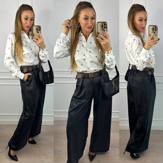 Koszula z wiskozą ELLI / ŚMIETANKOWO-CZEKOLADOWA