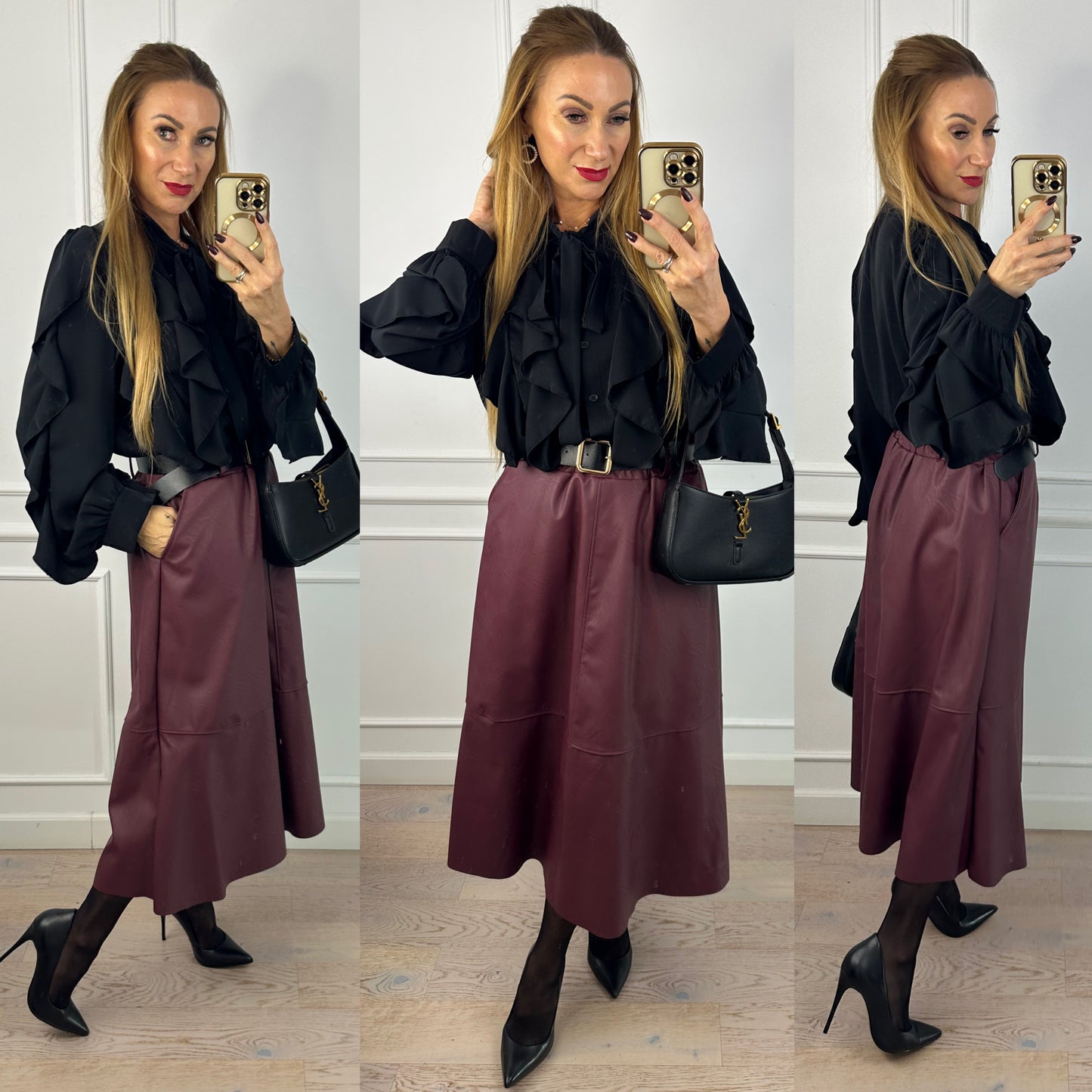 Bluzka z falbanami KESLINA / CZARNA