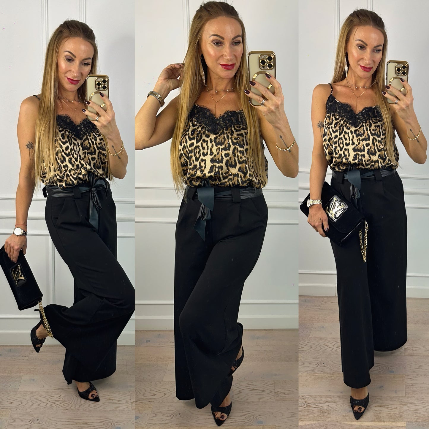 Top w panterkę KAMAY / CZARNO-BEŻOWY