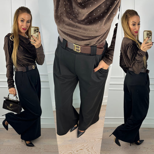 Spodnie WIDE LEG APRES / CZARNE